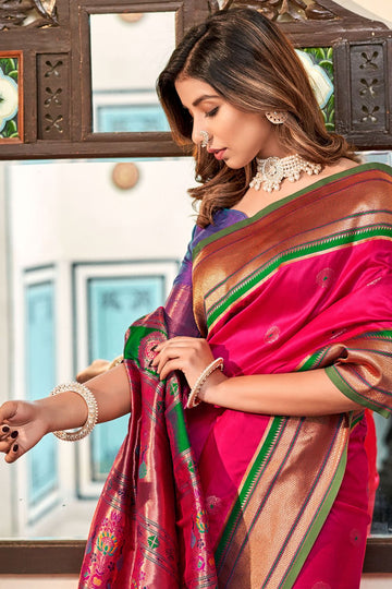 Rani Pink Peshwai Paithani Silk Saree