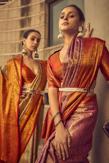 Golden Banarasi Brocade Festival Wear Saree