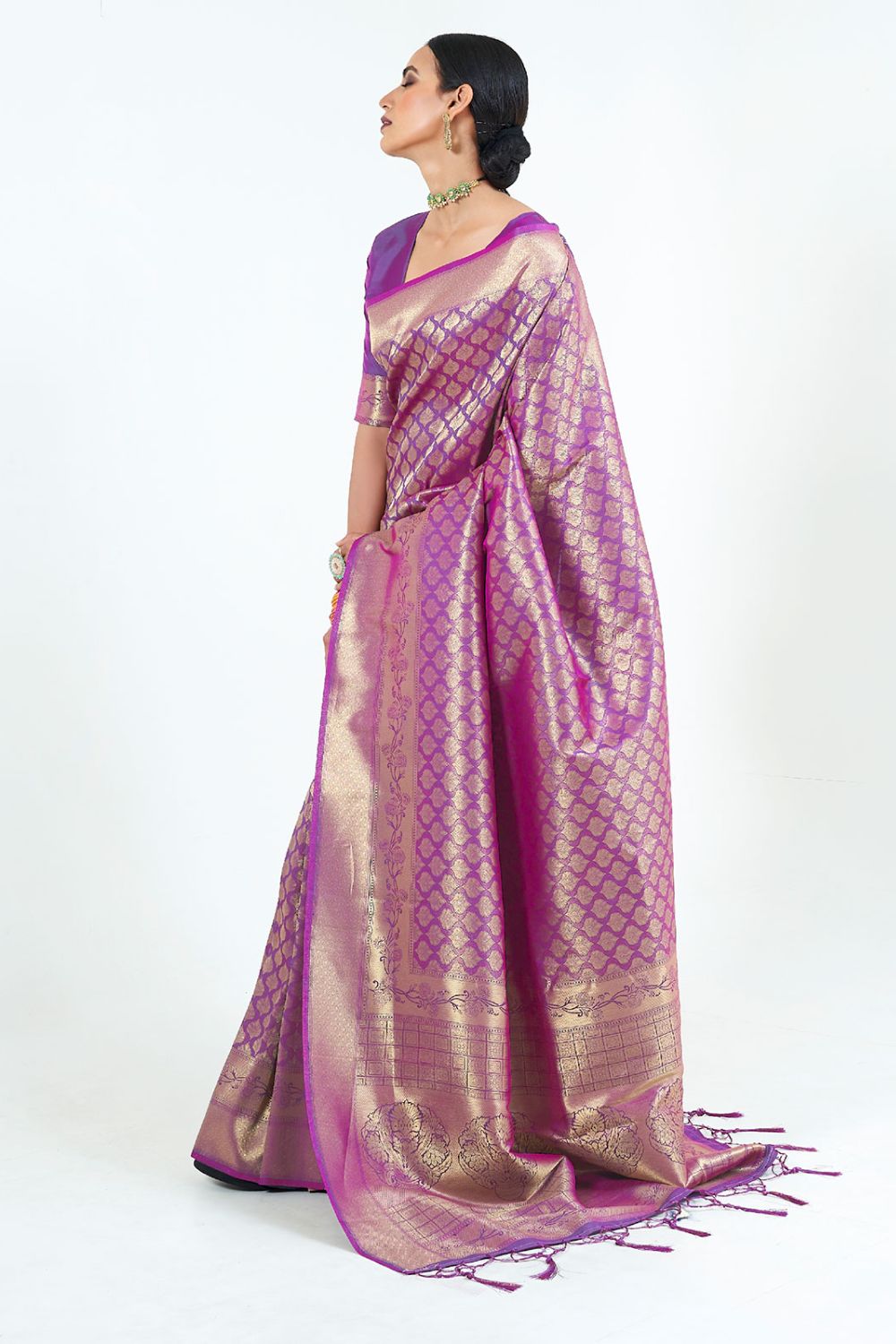 Amazing Purple Silk Woven Saree for Festival