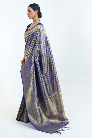 Splendid Royal Blue Silk Woven Saree for Festival