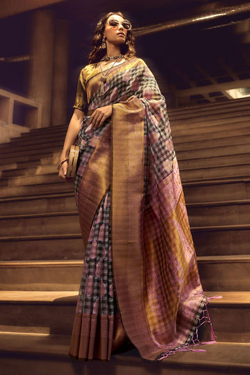 Pink Handloom Woven Silk Party Wear Saree