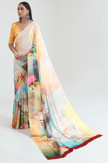 Multicolor Printed Casual Saree