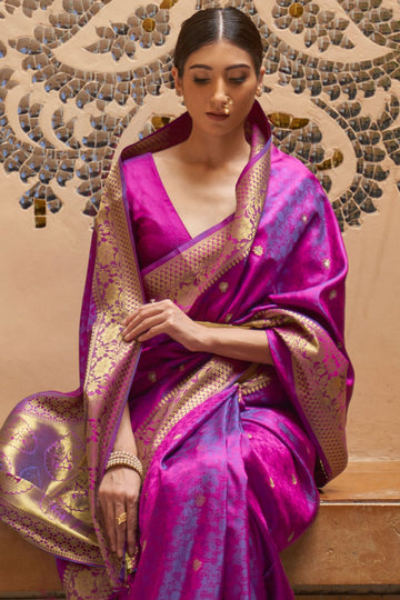 Magenta Self Kanjivaram Weaving Designer Saree for Festival