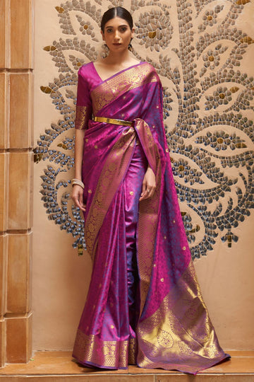 Magenta Self Kanjivaram Weaving Designer Saree for Festival