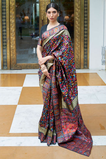 Black Woven Work Saree for Wedding