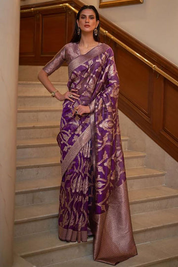 Amethyst Woven Organza Saree for Party