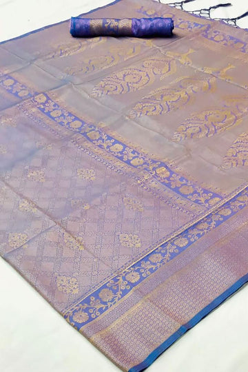 Violet Handloom Weaving Silk Party Wear Saree