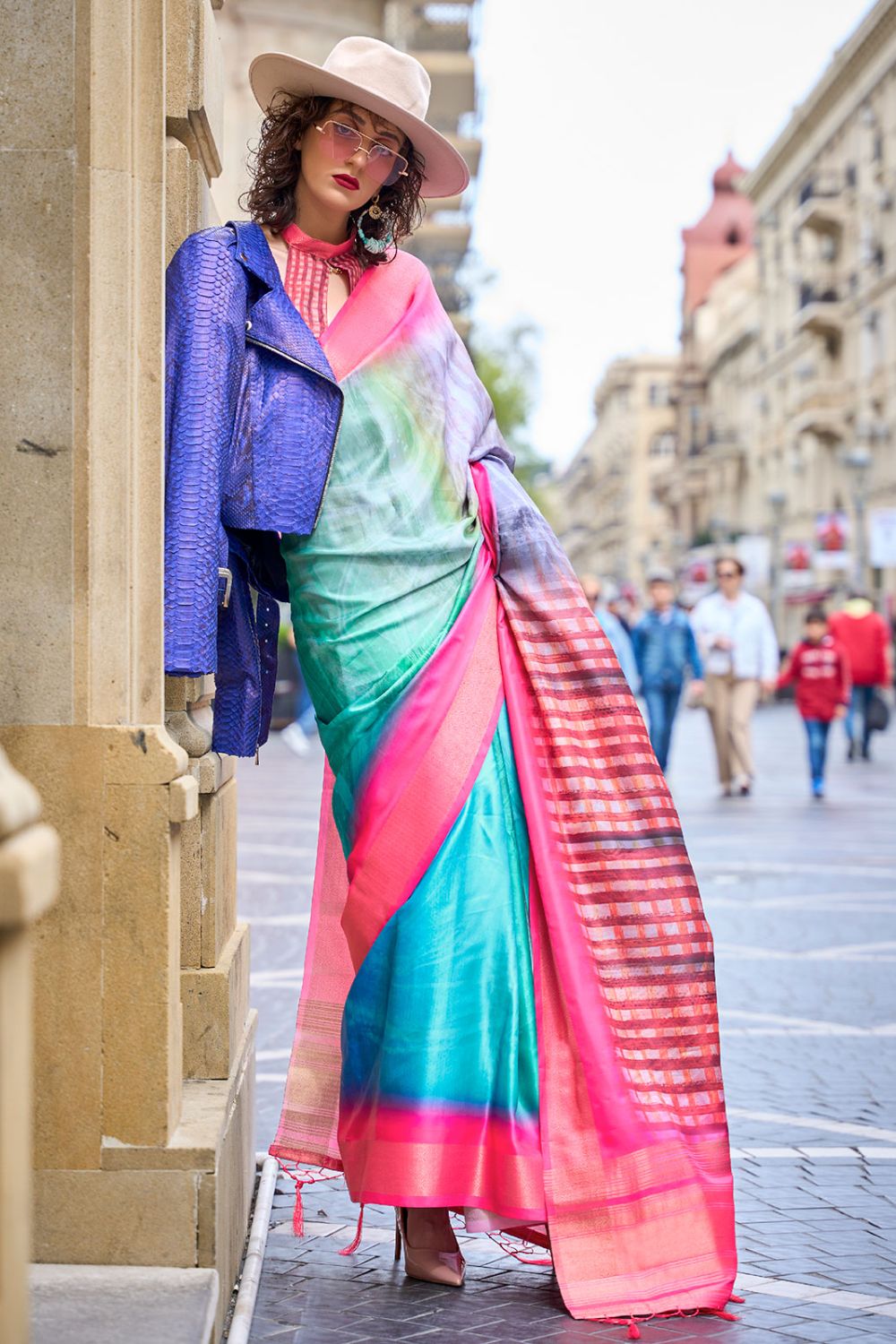 Multicolor Woven Gaji Silk Saree for Festival