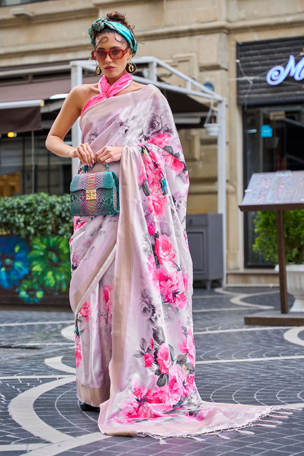 Lavender Woven Gaji Silk Saree for Festival