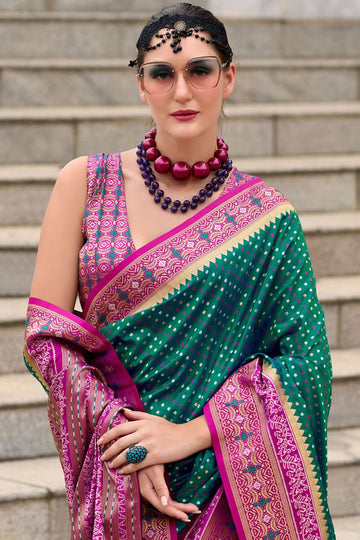 Emerald Green Banarasi Silk Weaving Work Saree