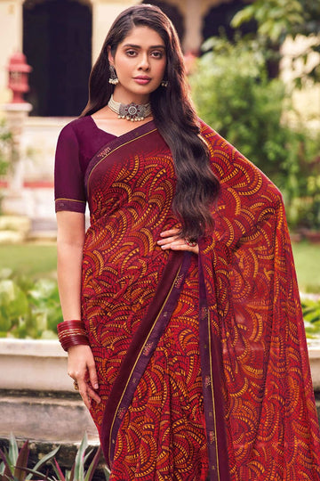 Multicolor Printed Georgette Casual Wear Saree