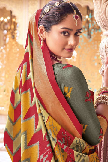 Multicolor Silk Printed Saree