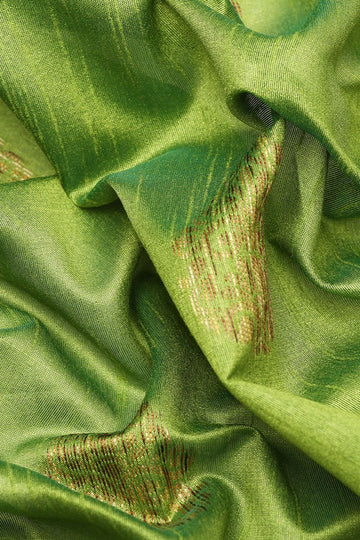 Olive Green Handloom Weaving Raw Silk Saree