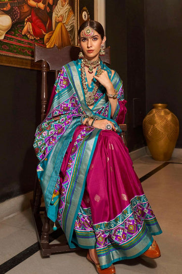 Magenta Patola Silk Saree for Festival