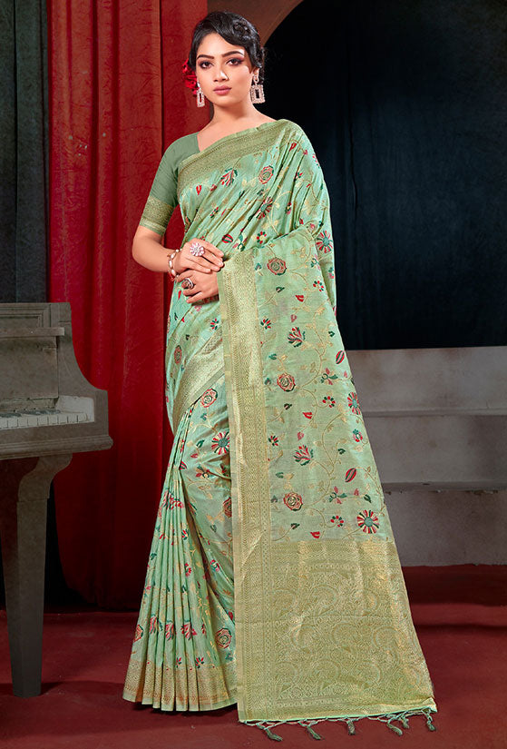 Aqua Mint Woven Patola Silk Saree for Party