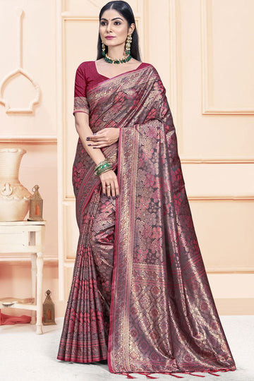 Bronze Woven Satin Silk Saree