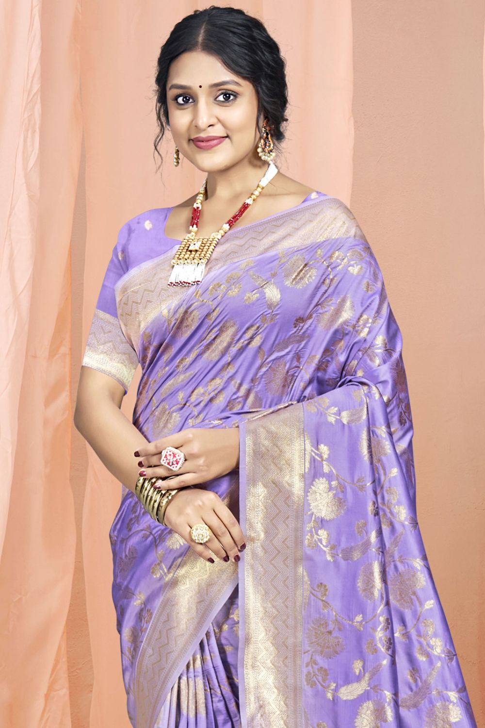 Purple Silk Woven Work Saree