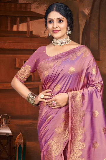 Mauve Weaving Work Silk Saree