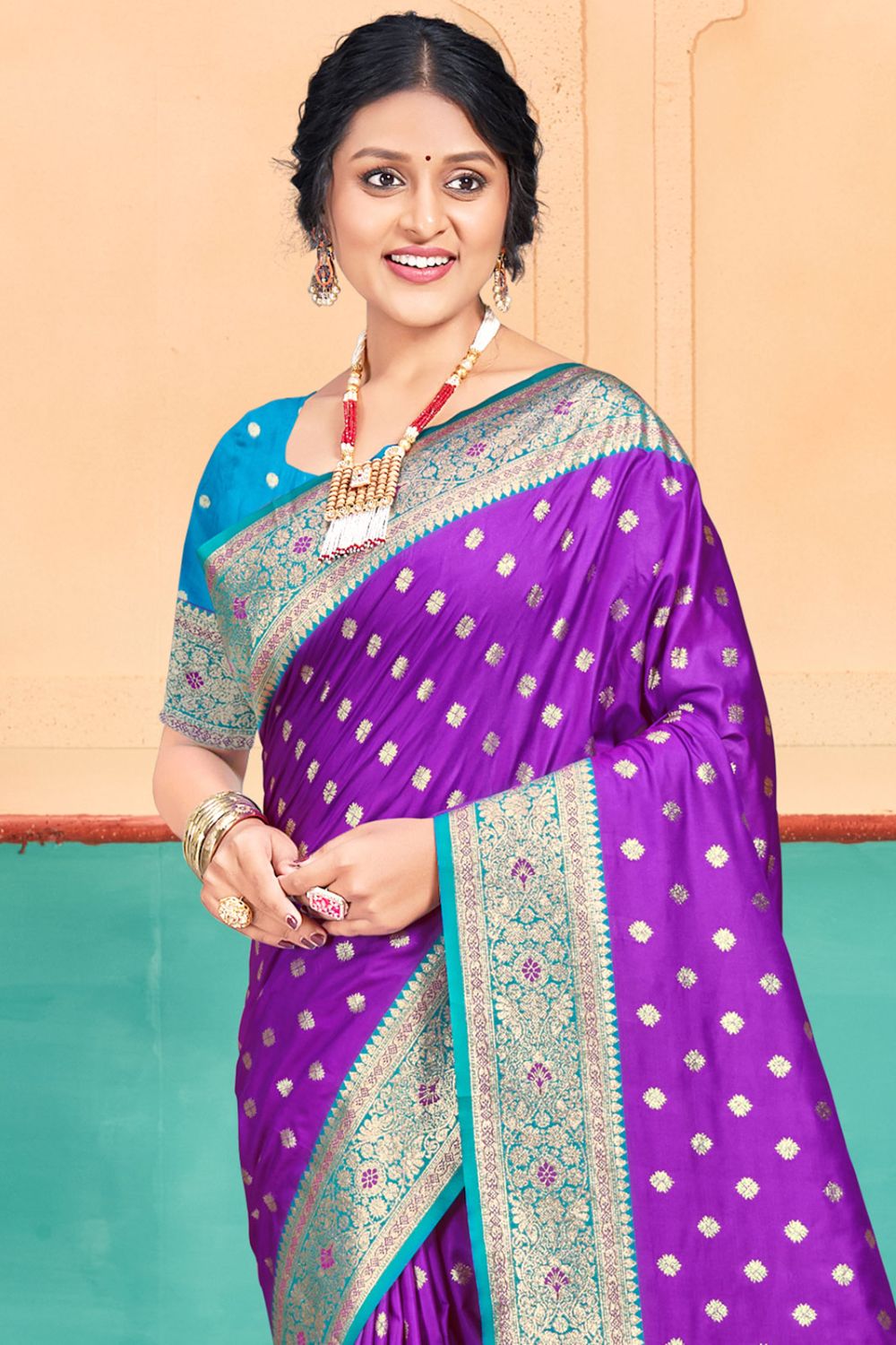 Purple Silk Woven Work Saree