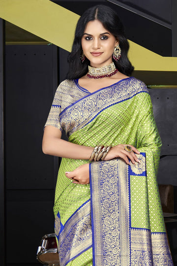 Pista Green Weaving Work Silk Saree