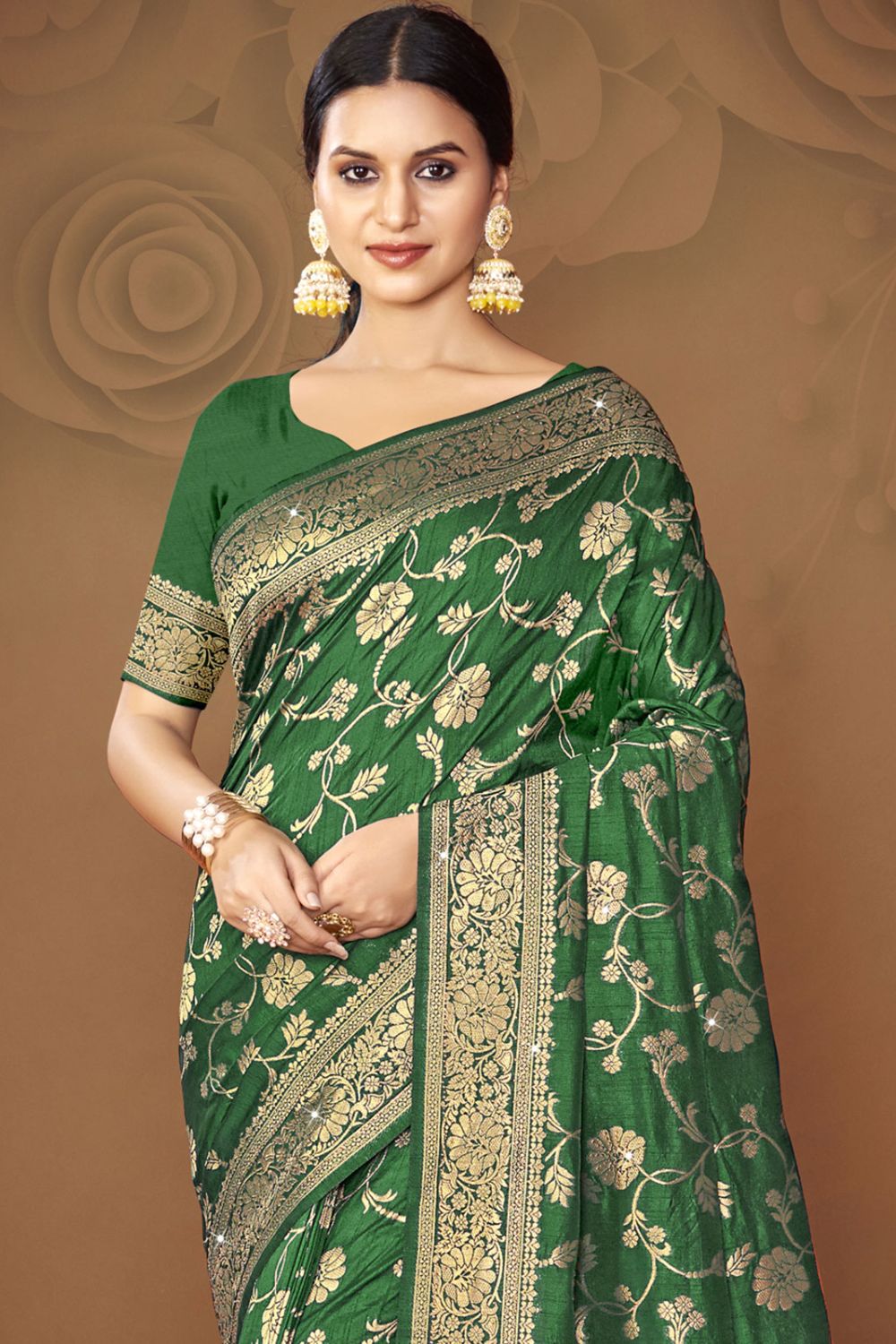 Mahendi Green Silk Woven Work Saree