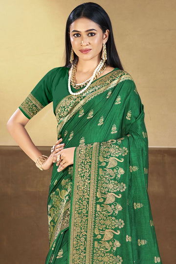 Green Weaving Work Silk Saree