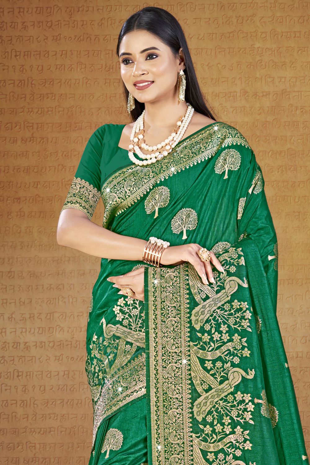 Green Silk Woven Work Saree