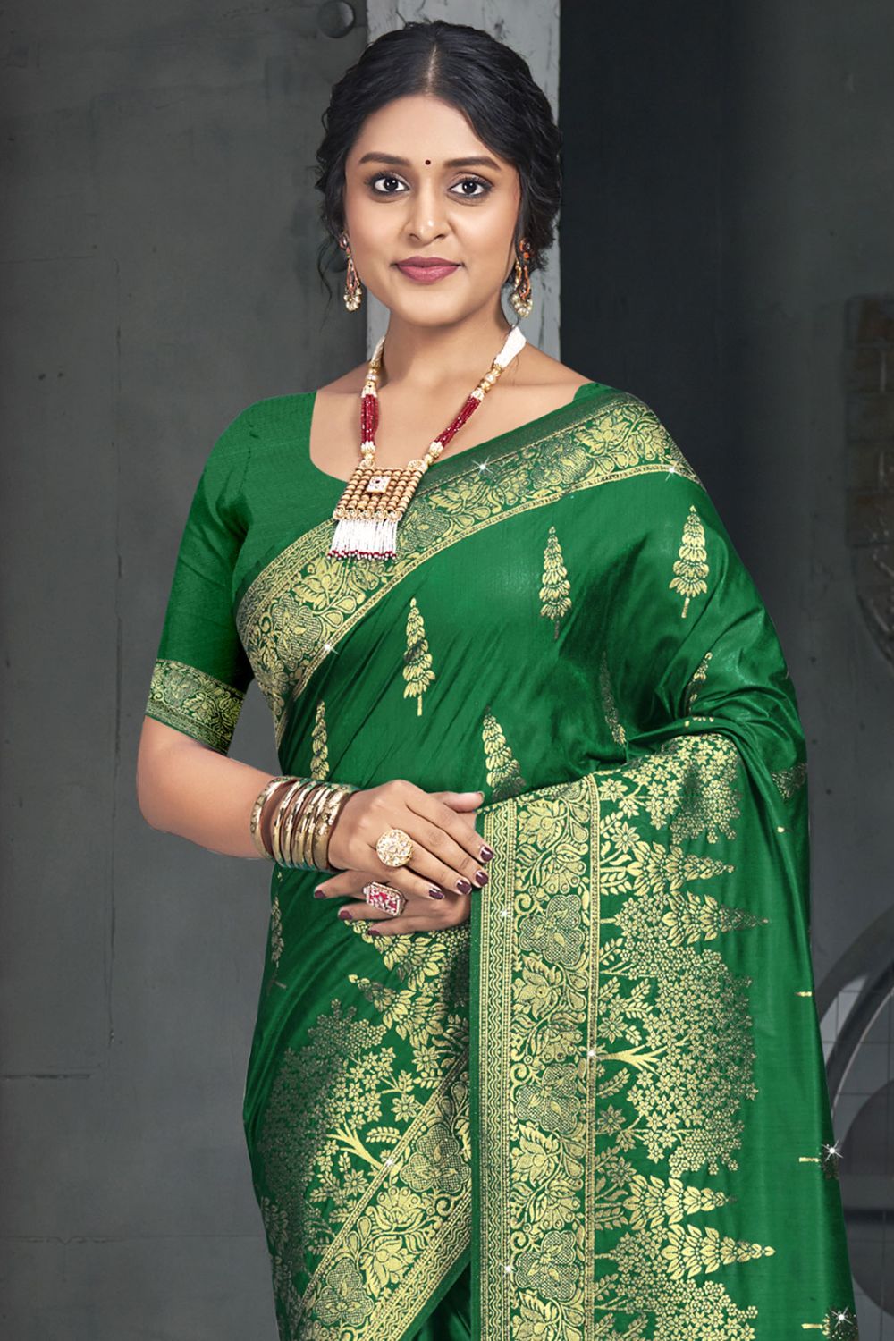 Green Silk Woven Work Saree