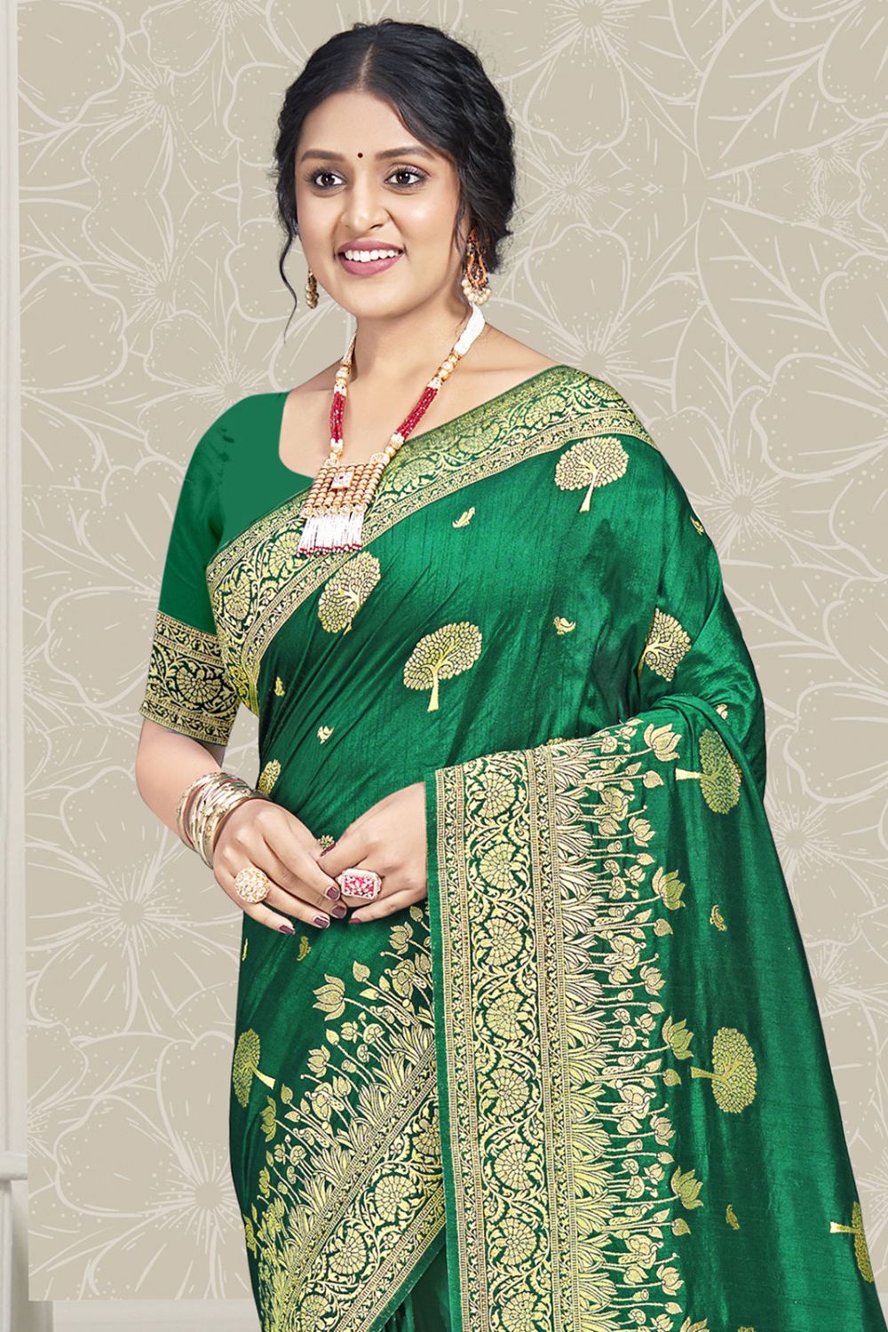 Green Silk Woven Work Saree