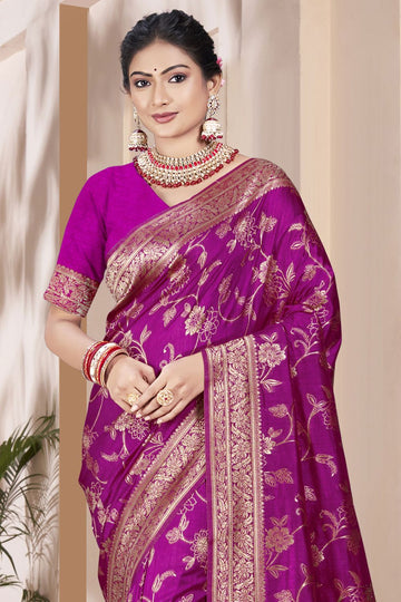 Purple Weaving Work Silk Saree