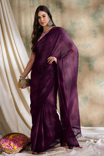 Burgundy Party Wear Saree