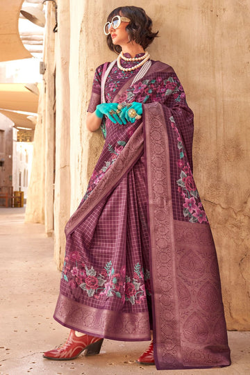 Burgundy Handlooom Georgette Saree for Ceremonial