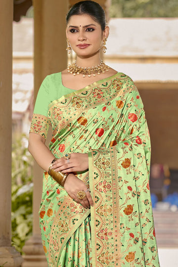 Pista Green Weaving Work Silk Saree