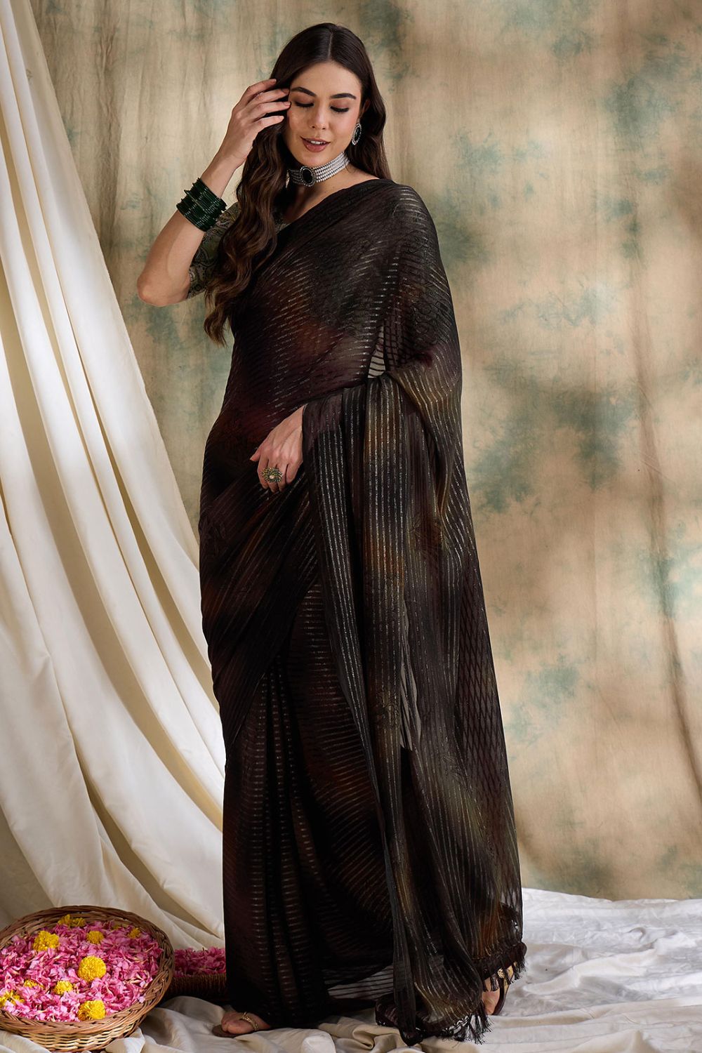 Coffee Brown Party Wear Saree