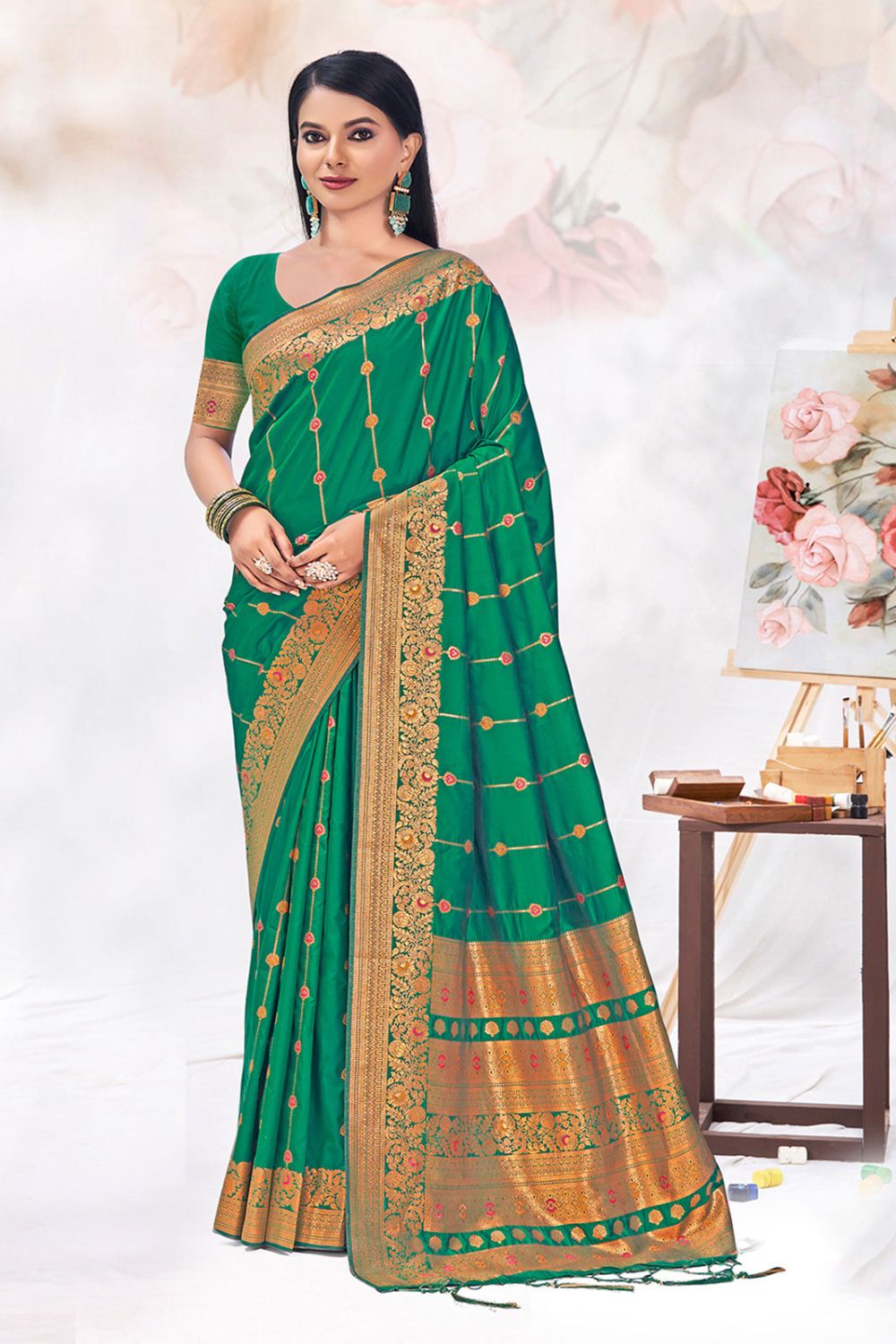 Green Silk Zari Woven Saree