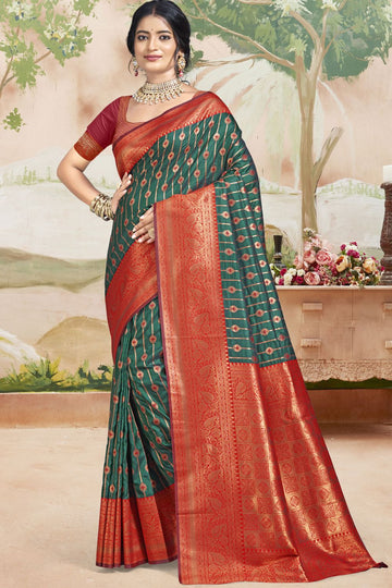 Green Zari Weaving Silk Saree