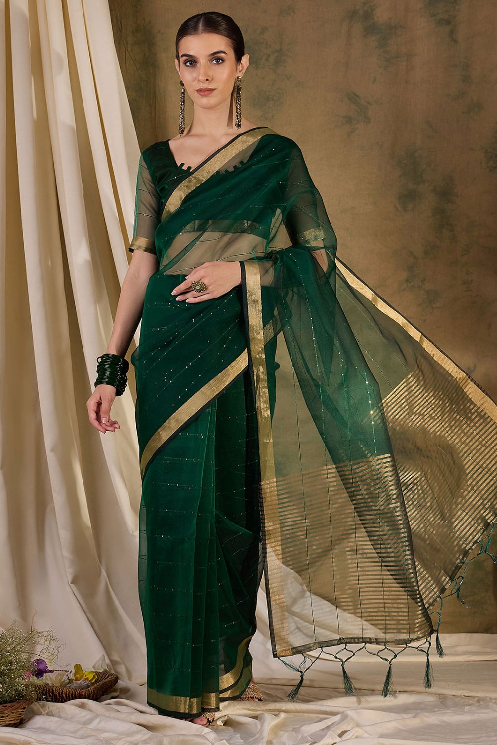 Green Silk Zari Woven Party Wear Saree