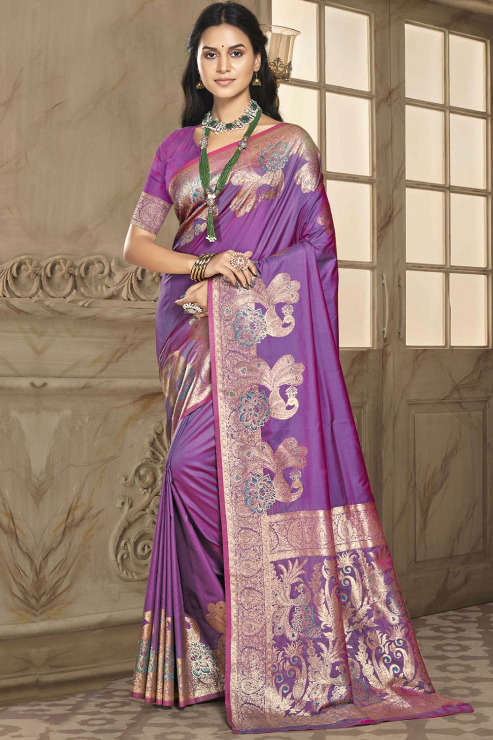 Light Purple Silk Woven Saree