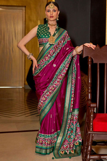 Magenta Patola Silk Saree for Festival