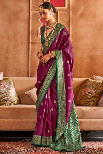 Magenta Sambalpuri Print Silk Saree