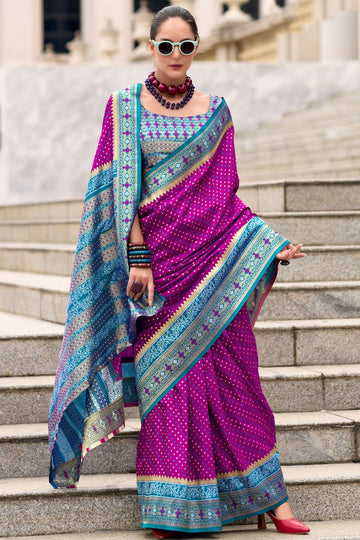 Magenta Banarasi Silk Weaving Work Saree