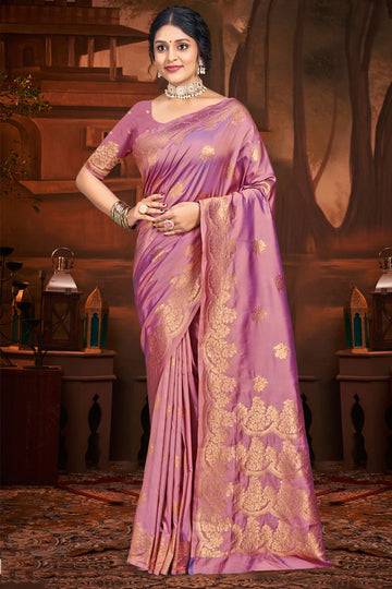 Mauve Weaving Work Silk Saree