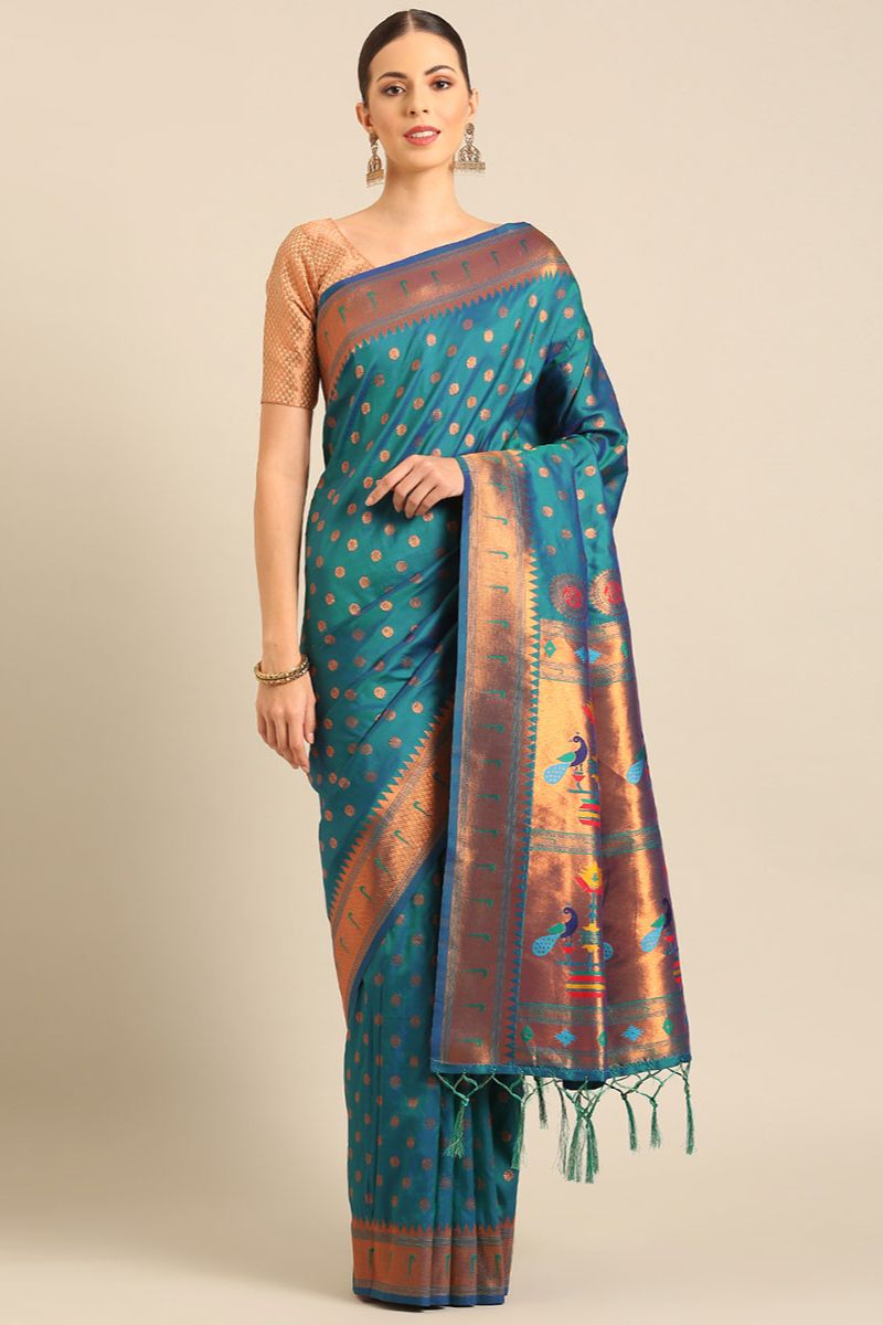 Morpich Woven Banarasi Silk Saree