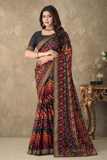 Multicolor Chiffon Printed Casual Wear Saree