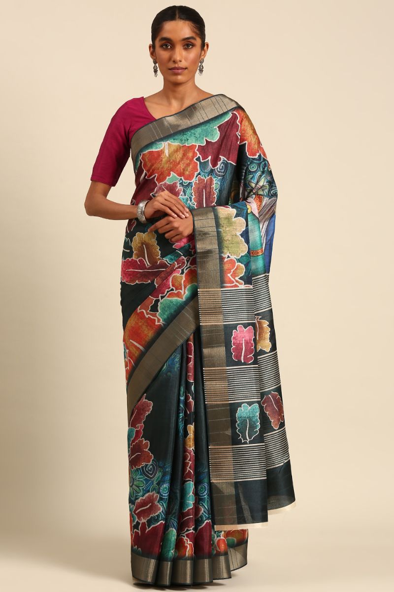 Multicolor Cotton Digital Print Saree