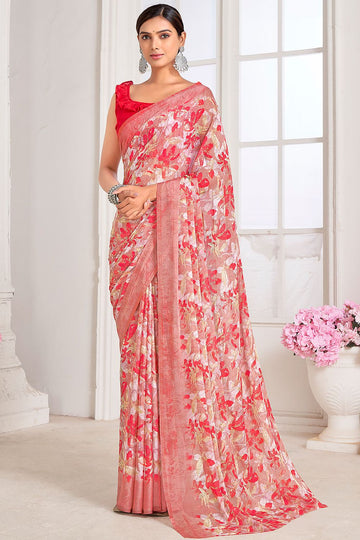 Multicolor Digital Printed Chiffon Casual Wear Saree