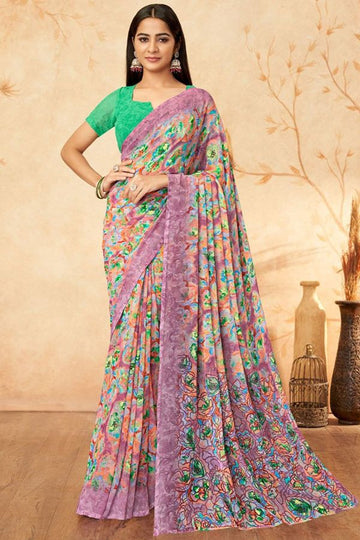 Multicolor Printed Georgette Casual Saree