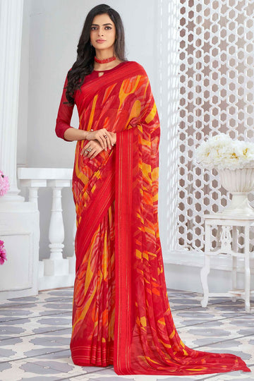 Multicolor Georgette Saree with Digital Print