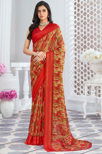 Multicolor Georgette Saree with Digital Print