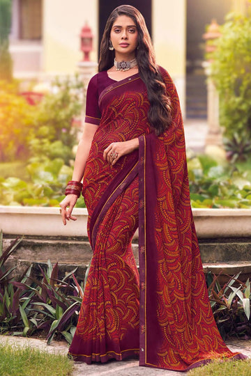 Multicolor Printed Georgette Casual Wear Saree